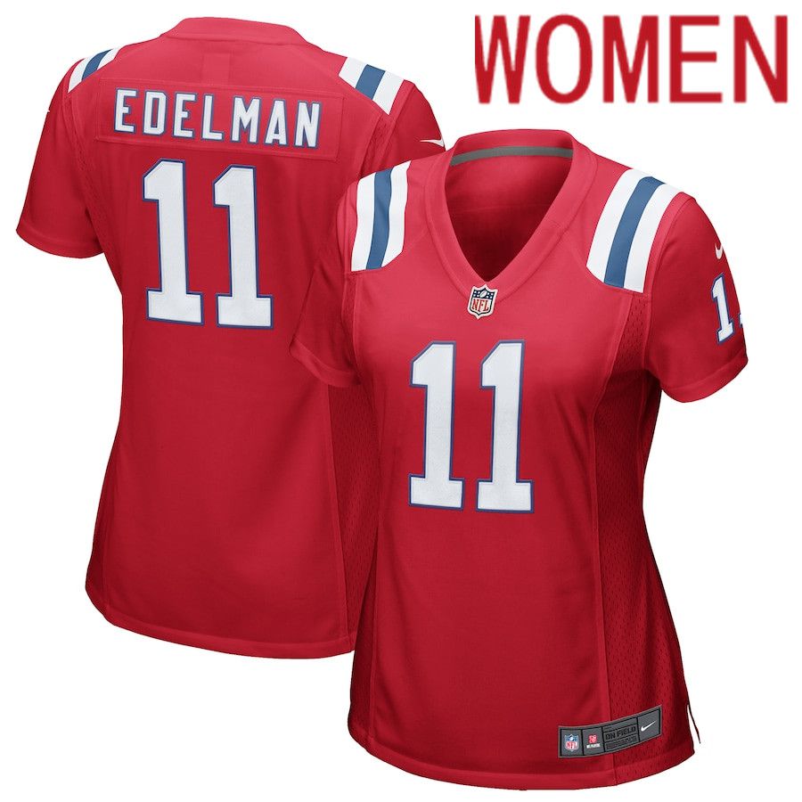 Women New England Patriots #11 Julian Edelman Nike Red Alternate Game NFL Jersey